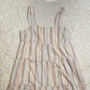 Madewell Rainbow Striped Midi-Dress with buttons